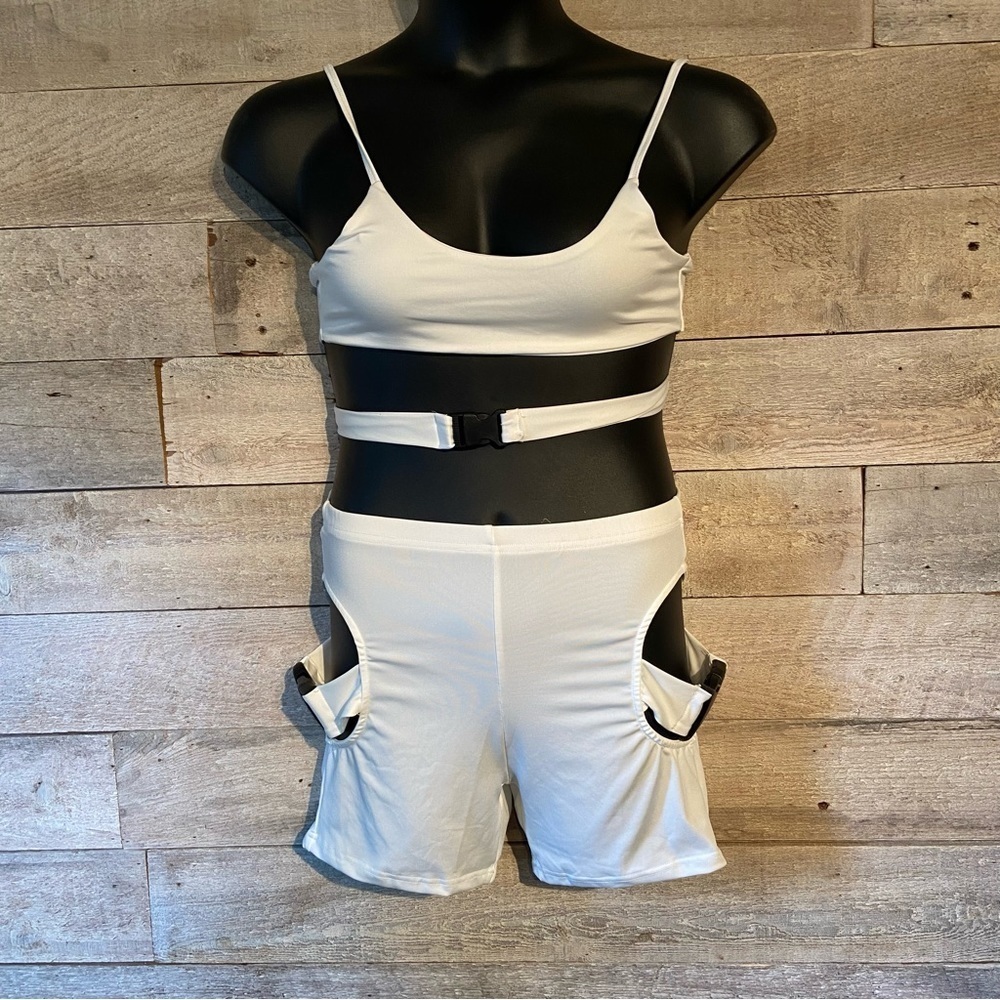 Women's white shorts‎  and cut out top in size medium